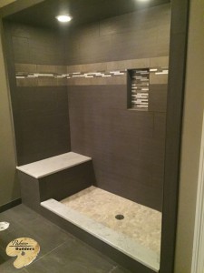 Clarkston MI Finished Basements Custom Tile Shower