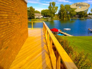 Commerce MI Deck Builder Cedar Wood Deck Glass Rail