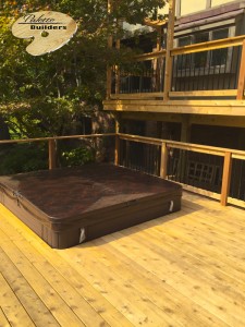 Rochester MI Deck Builder Cedar Wood Deck Multi Level Hot Tub