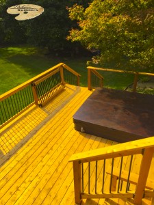 Rochester MI Deck Builder Cedar Wood Deck Multi Level Hot Tub