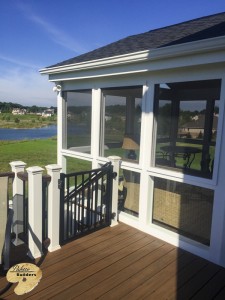 Rochester Hills MI Porch Builder Trex Transcends Glass Windowed Porch and Trex Decking